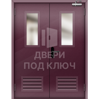 Остекленная двупольная противопожарная дверь ДПК-17498