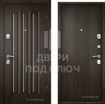 Трехконтурная входная дверь с массивом в коттедж ДПК-8824