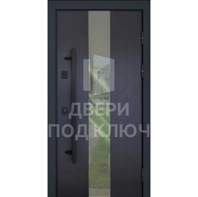Металлическая входная парадная однопольная дверь с остеклением в частный дом ДПК-11218