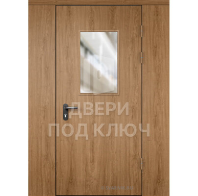 Тамбурная дверь со стеклом и перегородкой винорит-ламинат ДПК-14846